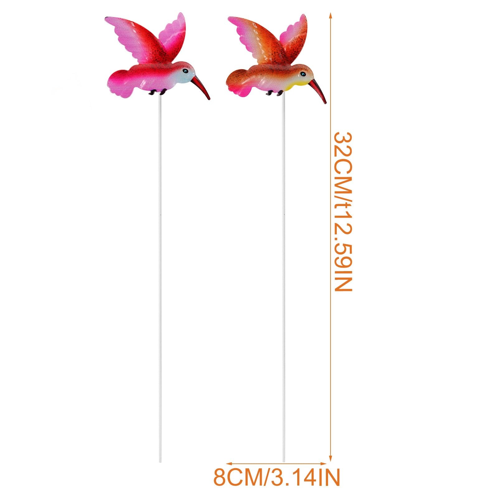 Hummingbird Garden Stakes Iron Floral Picks Set 3.15 Inch Metal Bird Yard Art…