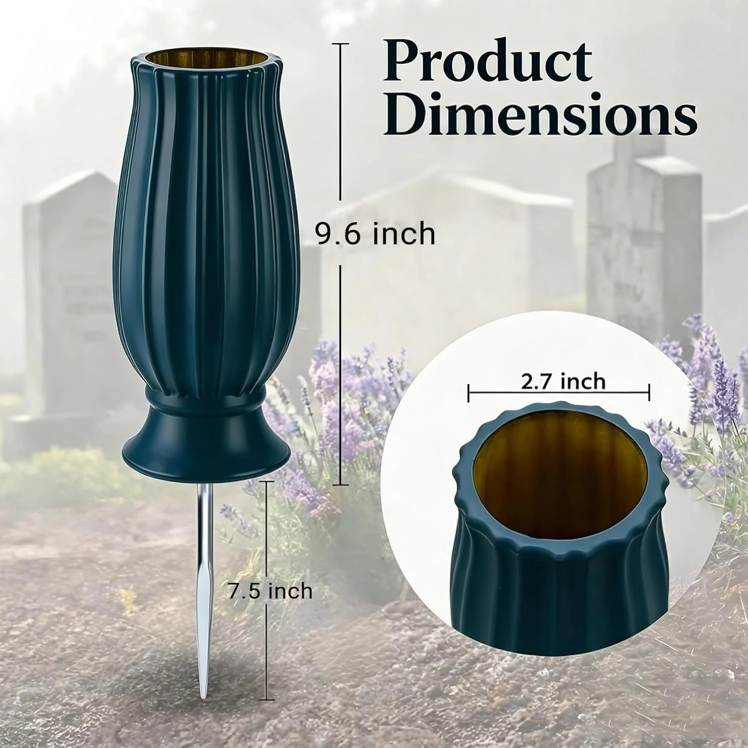 2 Pcs Cemetery Vases with Spikes,Grave Vases for Cemetery with Metal Spikes and