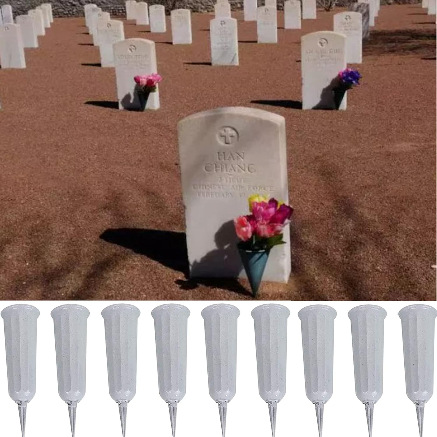 Plastic Cemetery Vases 12Pcs Flower Holder for Cemetery Decorations for Grave in