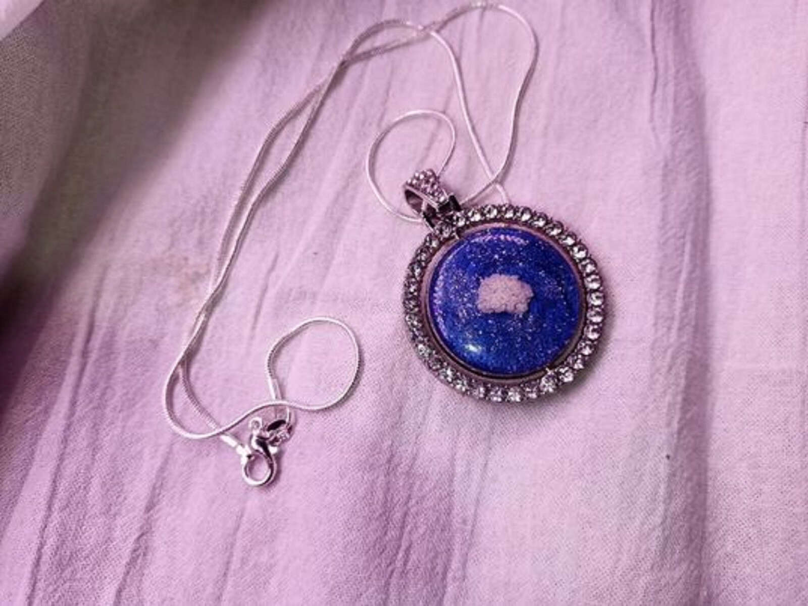 2 Sided Rotatable Memorial Pendant Necklace Cremation Cremains Loved One Pet