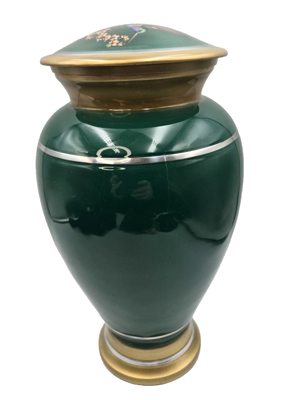 Large Decorative Hummingbird Cremation Urn for Ashes for Women & Men – Green