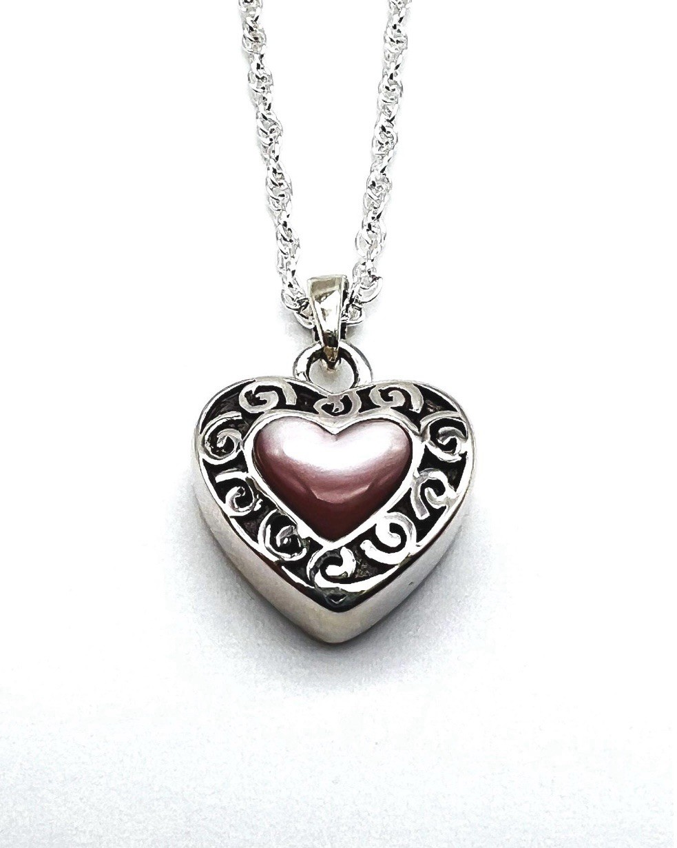 Pink mop925 Sterling Silver Cremation Jewelry Memorial Heart Ashes Keepsake Urn