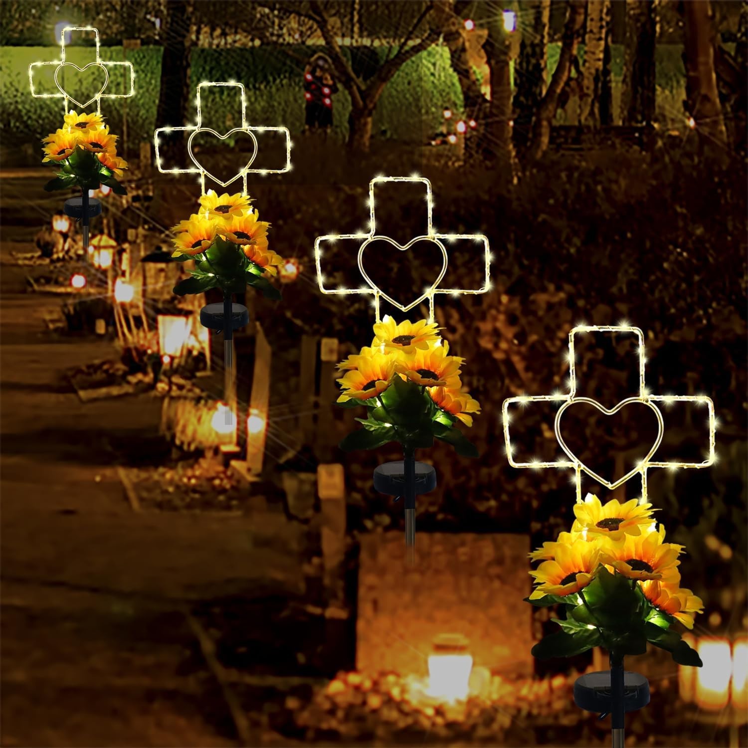 Solar Cross Cemetery Decorations for Grave, Memorial Sympathy Gift for Loss o…
