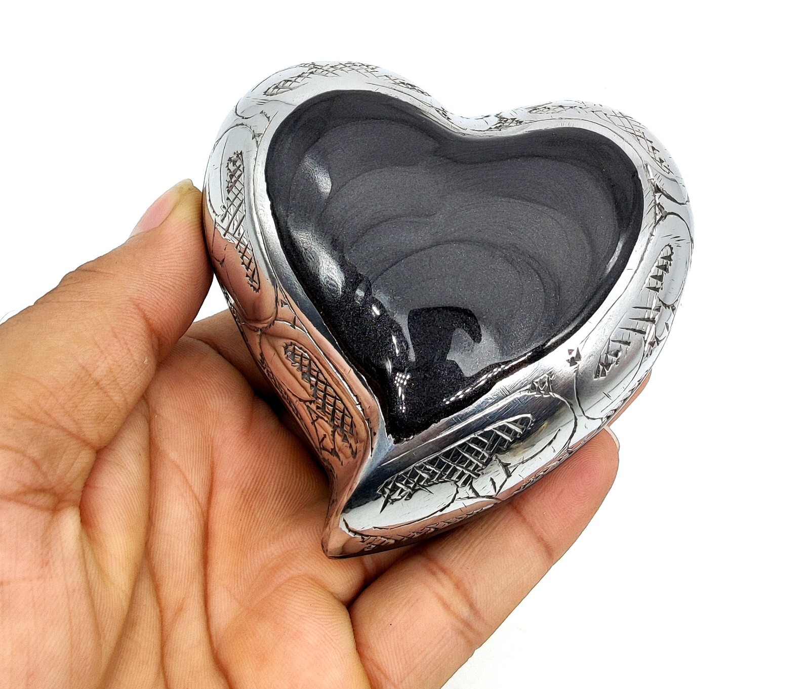 Gray Heart Keepsake Urn – Mini Ash Urn Small Handcrafted Cremation Urn for Ashes
