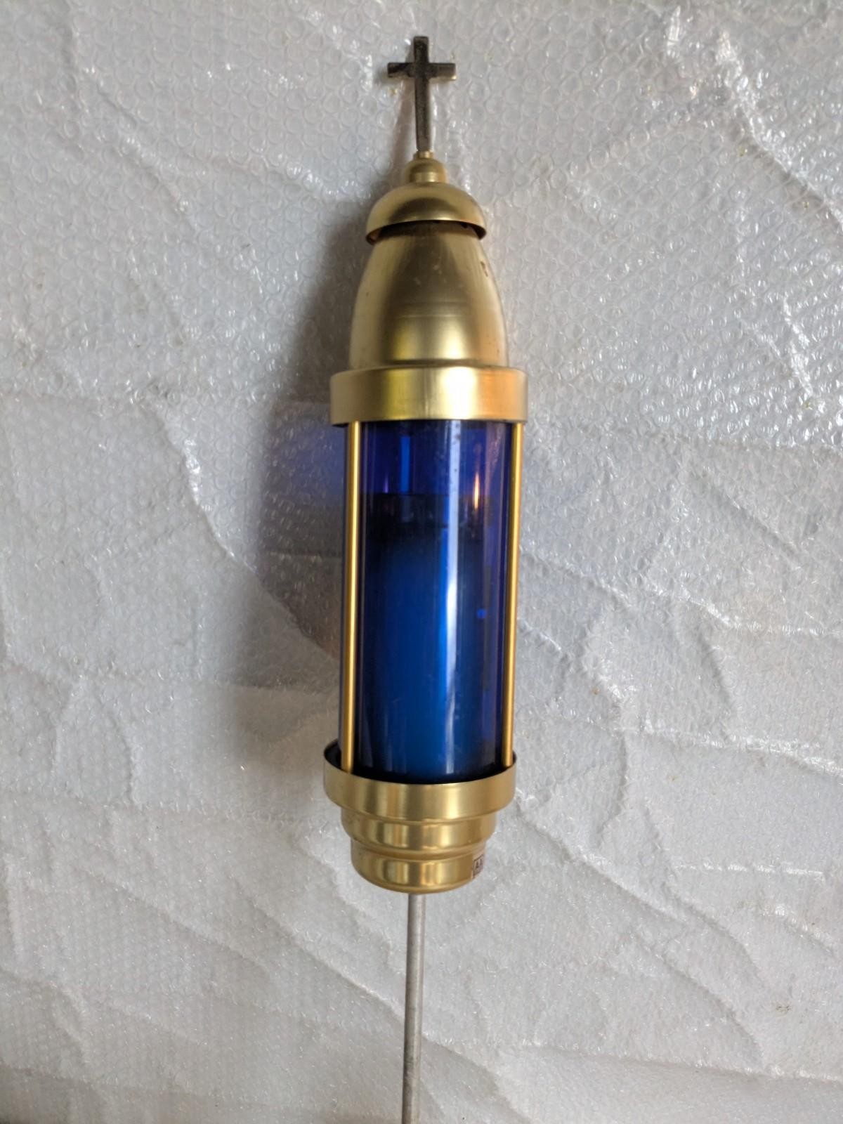 Greek Orthodox Religious Cross Candle Holder Grave Cemetery Memorial Light Old