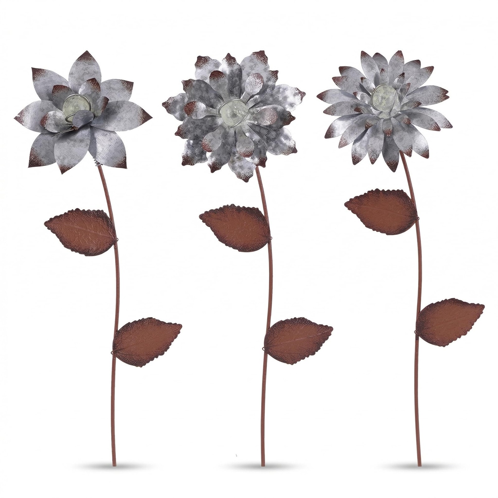 Garden Stakes Decorative, Metal Flowers for Outside, Glow in Dark Yard Lawn O…
