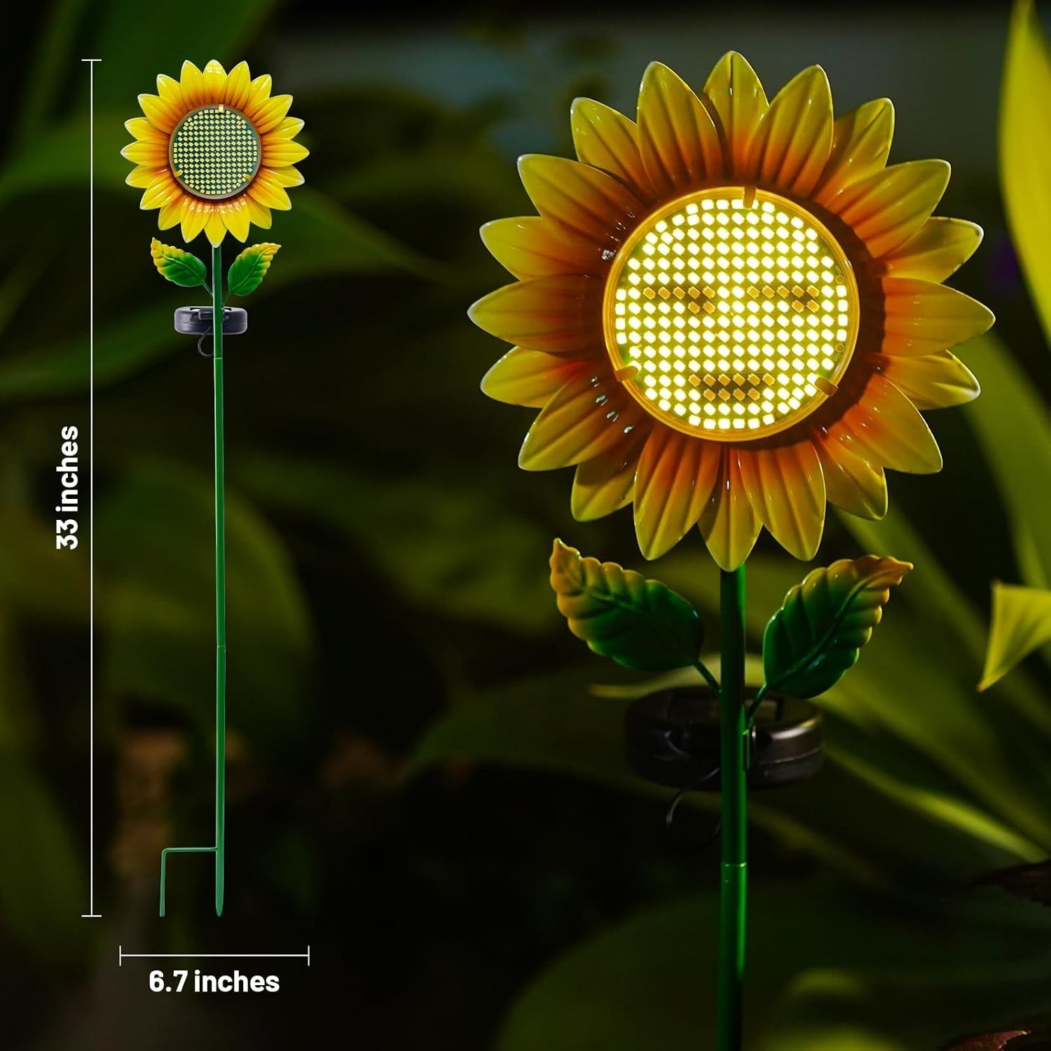 Solar Sunflower Garden Stake Lights, Yellow and Blue LED, Waterproof, Outdoor…