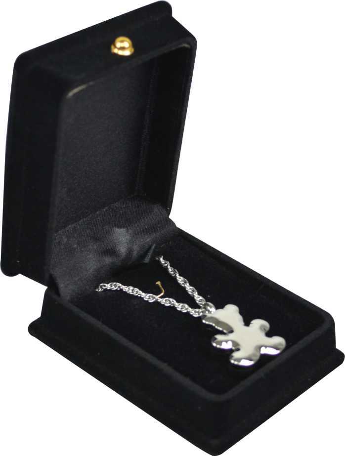 Teddy Bear Silver Pendant Urn w/20″ chain & black velvet display box