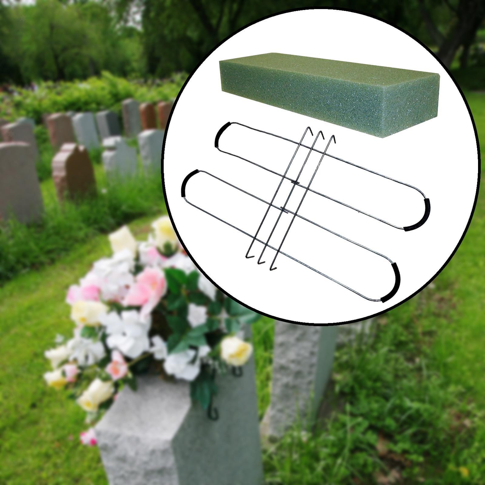 Headstone Flower Saddle Arrangements Decor with Floral Foam Metal Graves Saddle