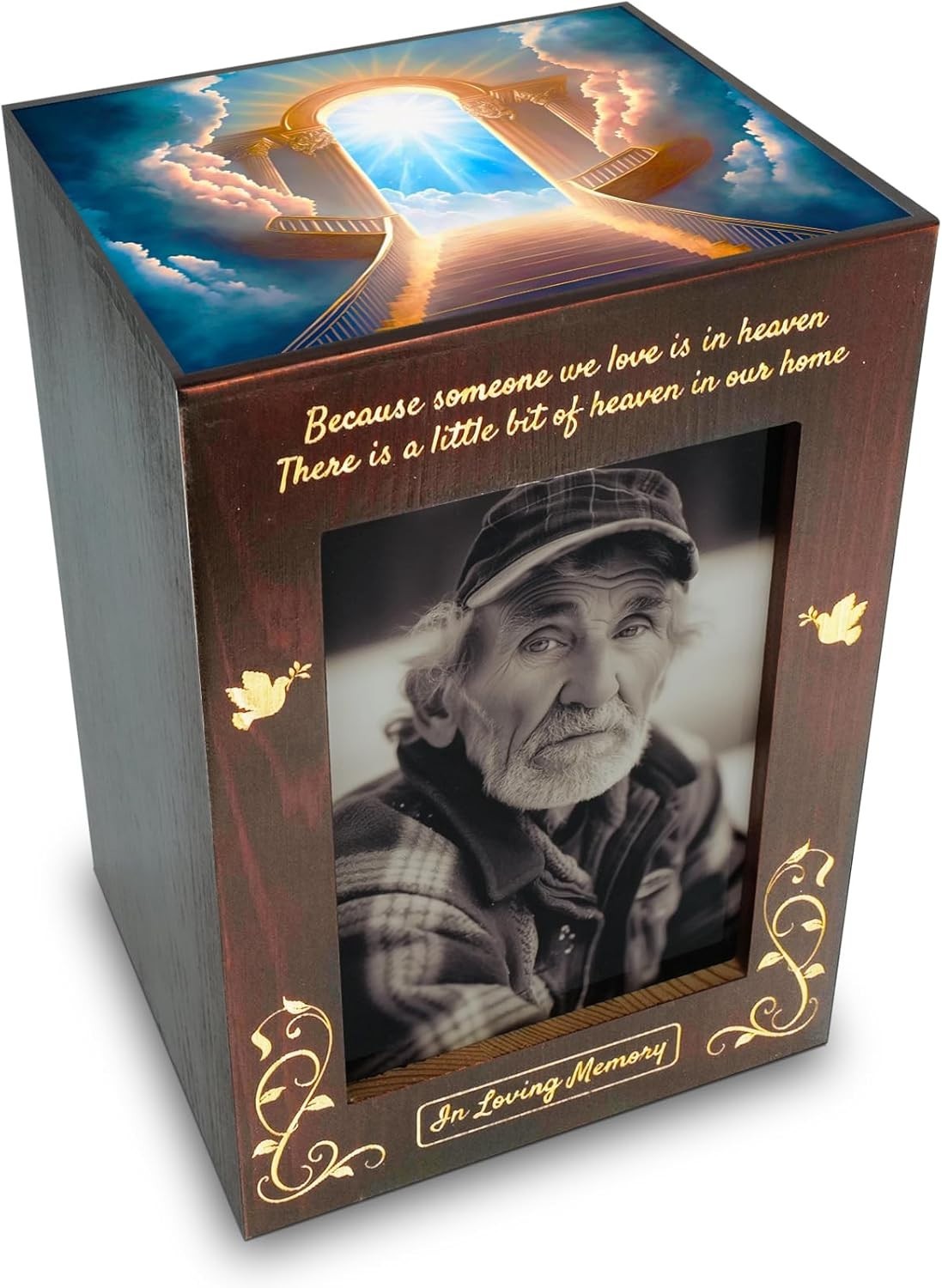 Urna Funeraria De Madera Con Porta Retrato Para Cenizas Adulto Cofre Memorial