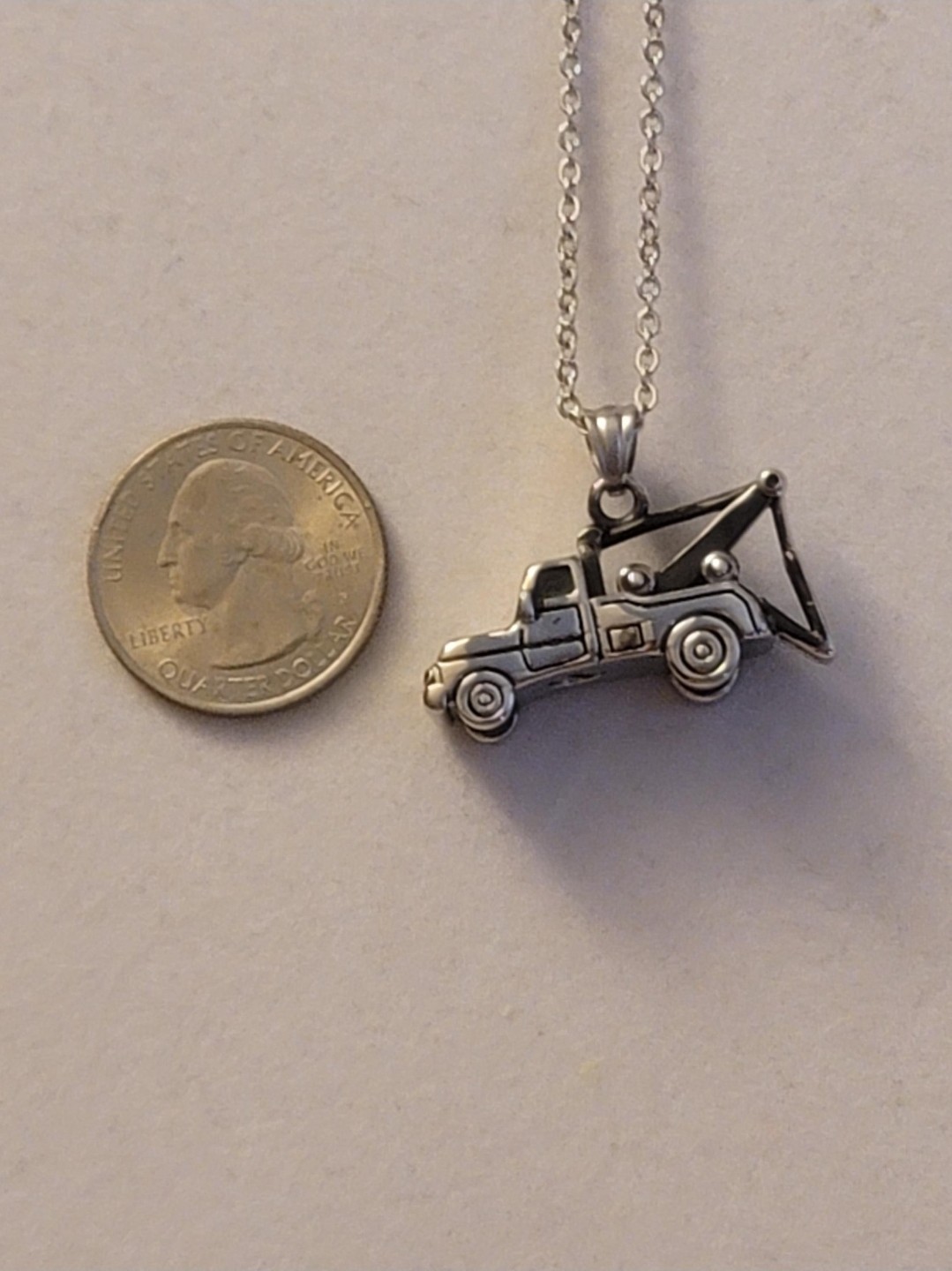 Silver Tow Truck Cremation Urn Necklace, Tow Truck Urn, Urn Necklace