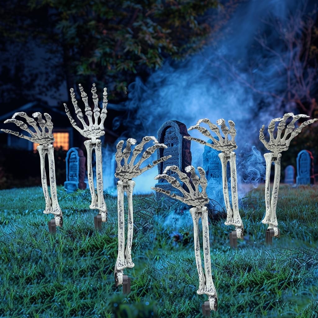 6PC Realistic Skeleton Arm Stakes Halloween Decorations for Lawn Stakes Garde…