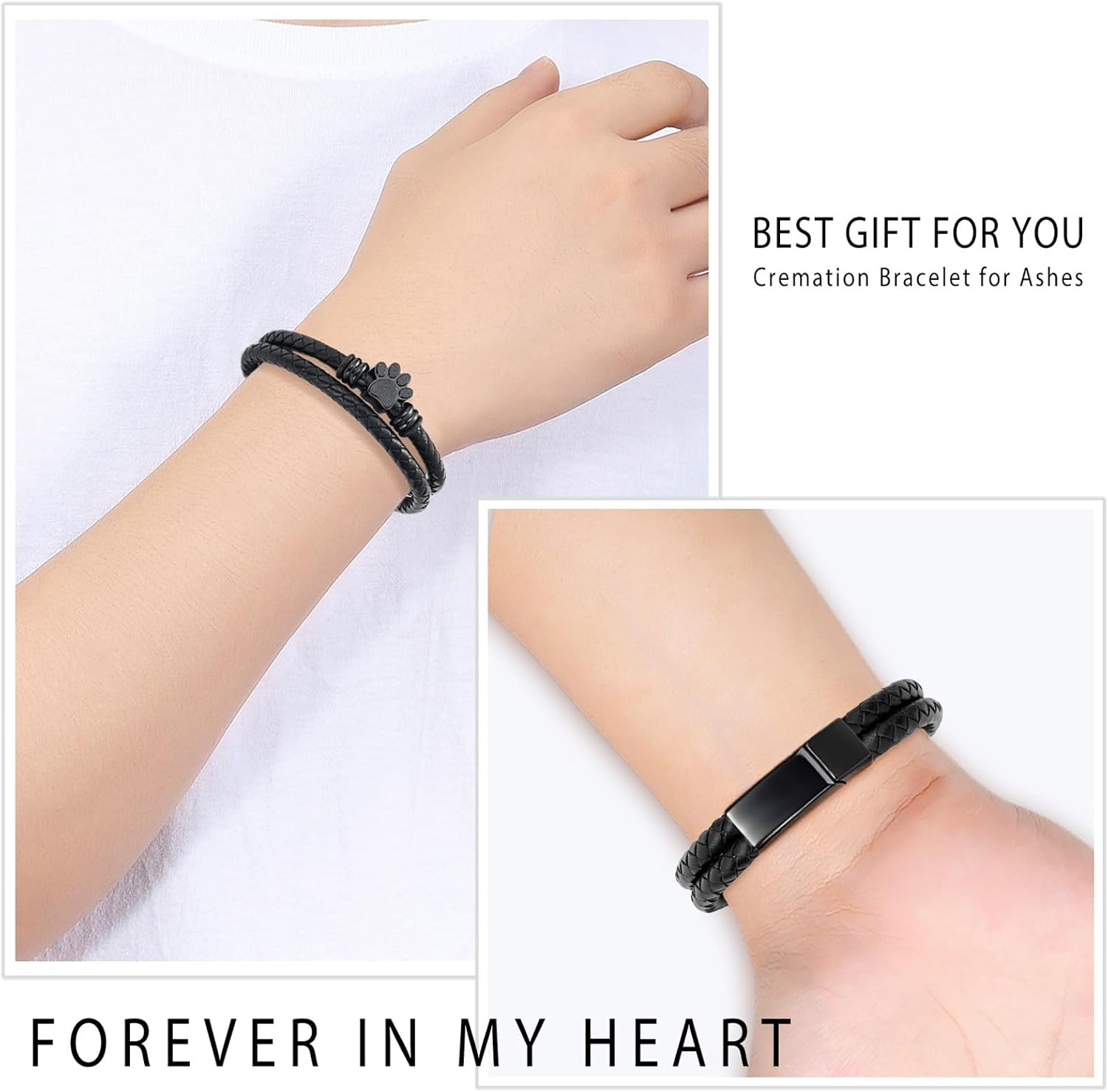 Pet Cremation Jewelry Paw Print Urn Bracelet for Ashes for Women Men