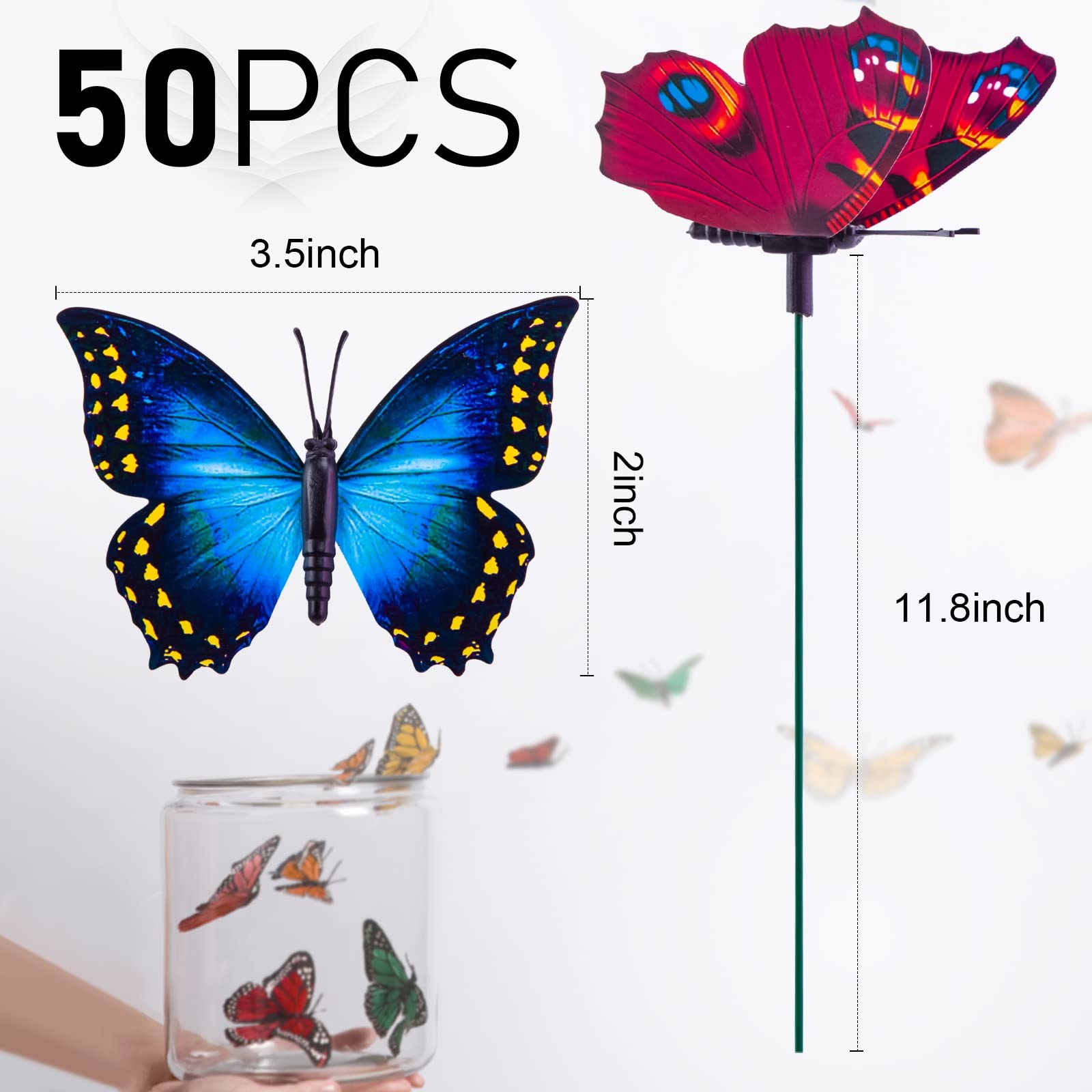 50PCS Waterproof Butterfly Garden Stakes Outdoor Indoor Yard Art Decor
