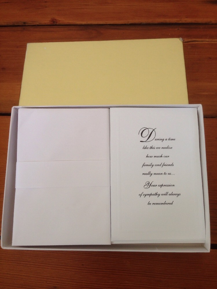 Box of 25 Sympathy Reply Blank Inside White Cards w/ Envelopes Family Friends