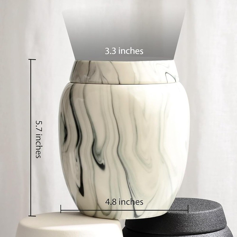Premium Marble Ceramic Urn Human & Pet Ashes Durable Keepsake Memorial New