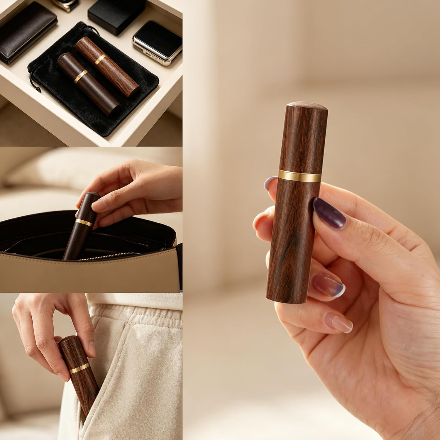2Pcs Mini Urn for Human Ashes Keepsake Memorial Ashes Scattering Ebony Wood Rose