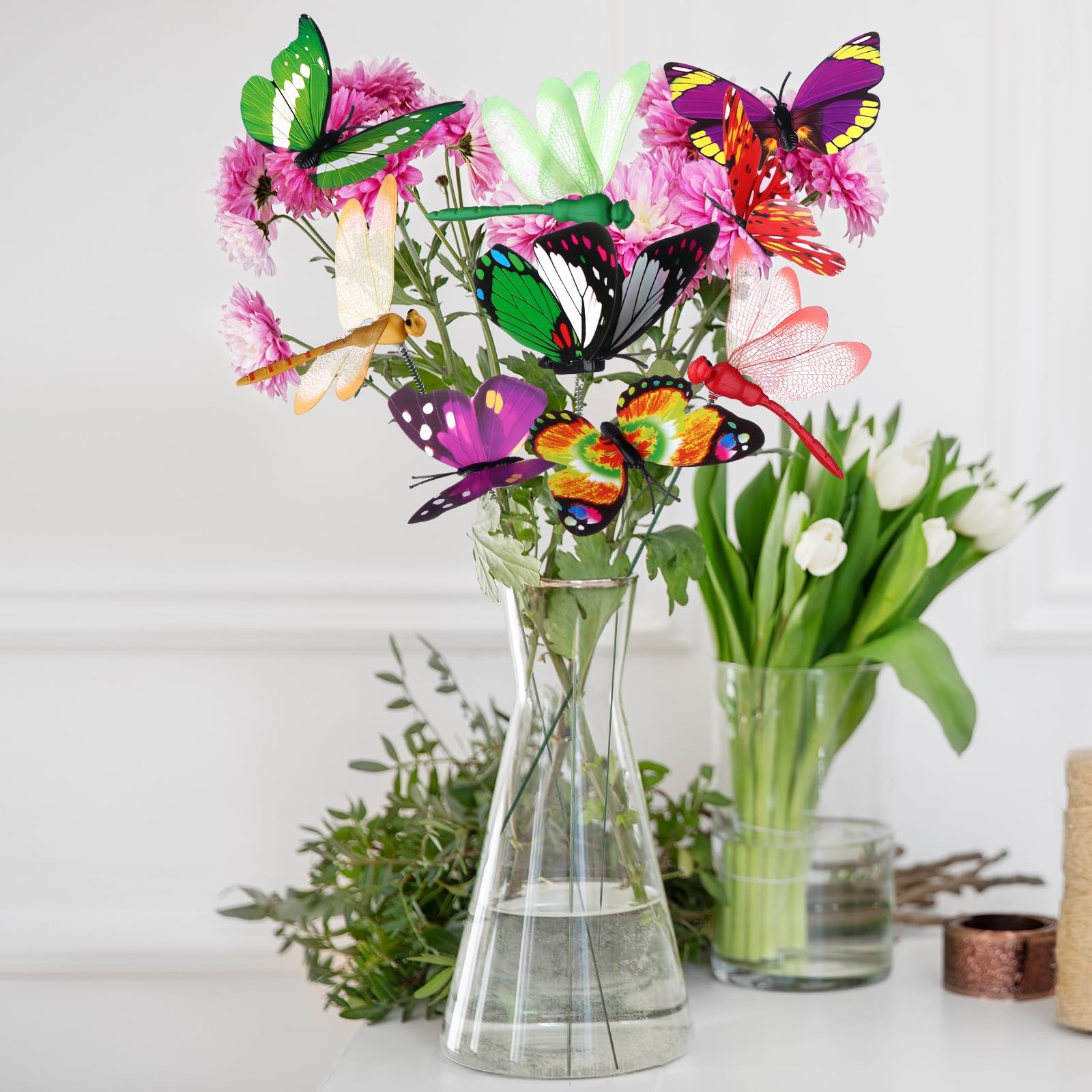 3D Dragonfly Butterfly Garden Decor 48 Colorful Yard Art Stakes