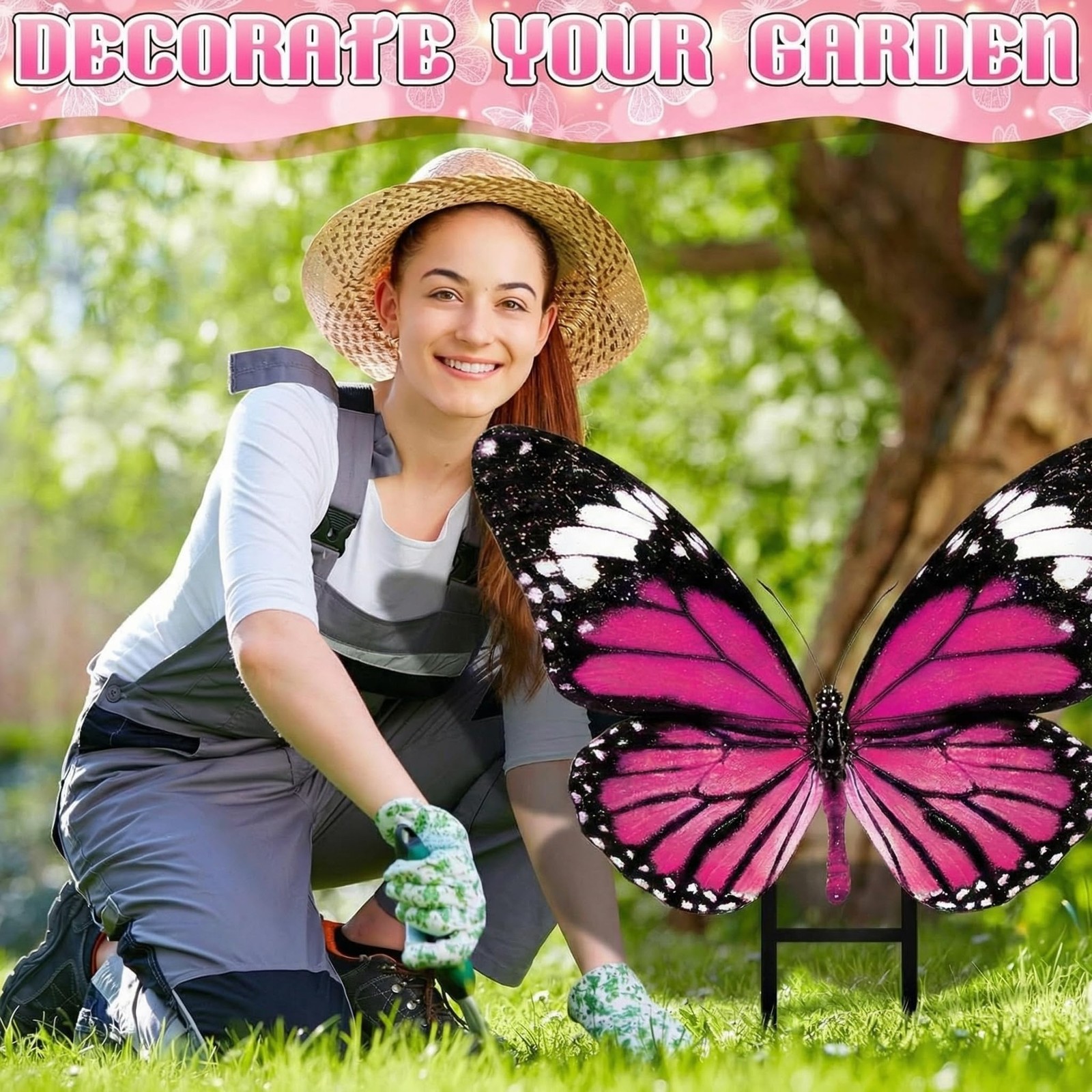 Spring Metal Butterfly Garden Stake – 16.5 Inch Outdoor Decor for Yard