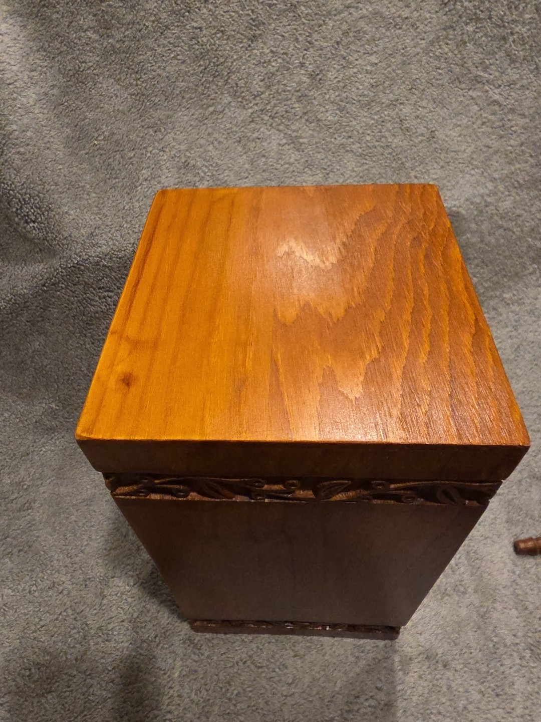 Handcarved Wooden Cremation Urn Tree of Life Celestial Sun And Moon Approx 11×6″