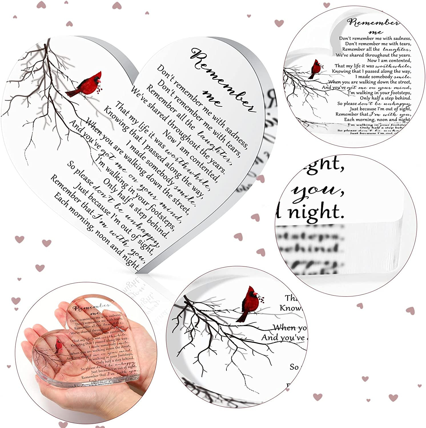 Sympathy Gifts Heart Shape Memorial Bereavement Gifts Crystal Acrylic Paperweigh