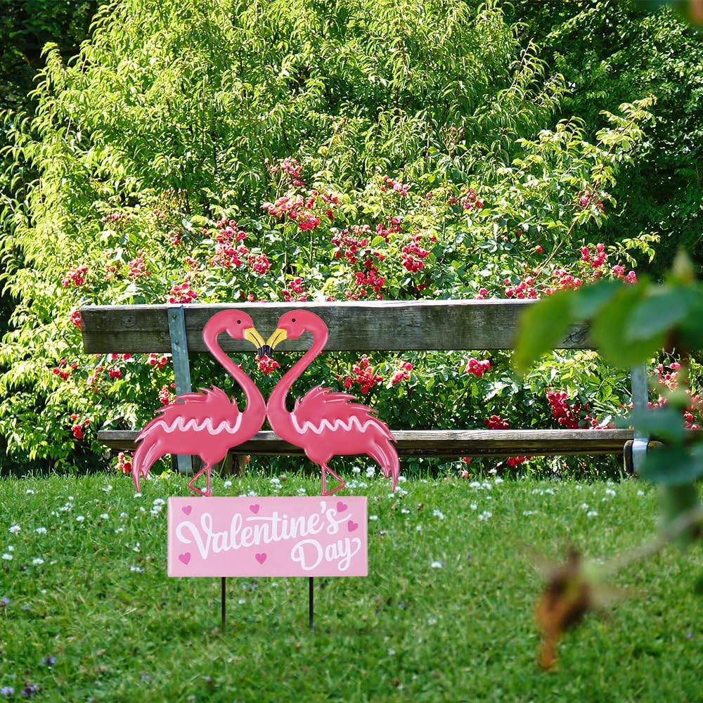 Valentines Day Decorations Outdoor, Metal Flamingos Decorative Garden Stakes …