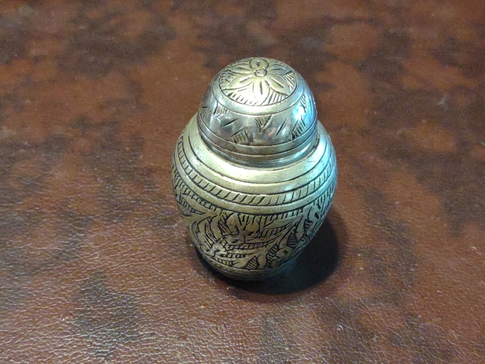 Pewter w/Gold Flora Etched Design Brass Keepsake Mini Urn