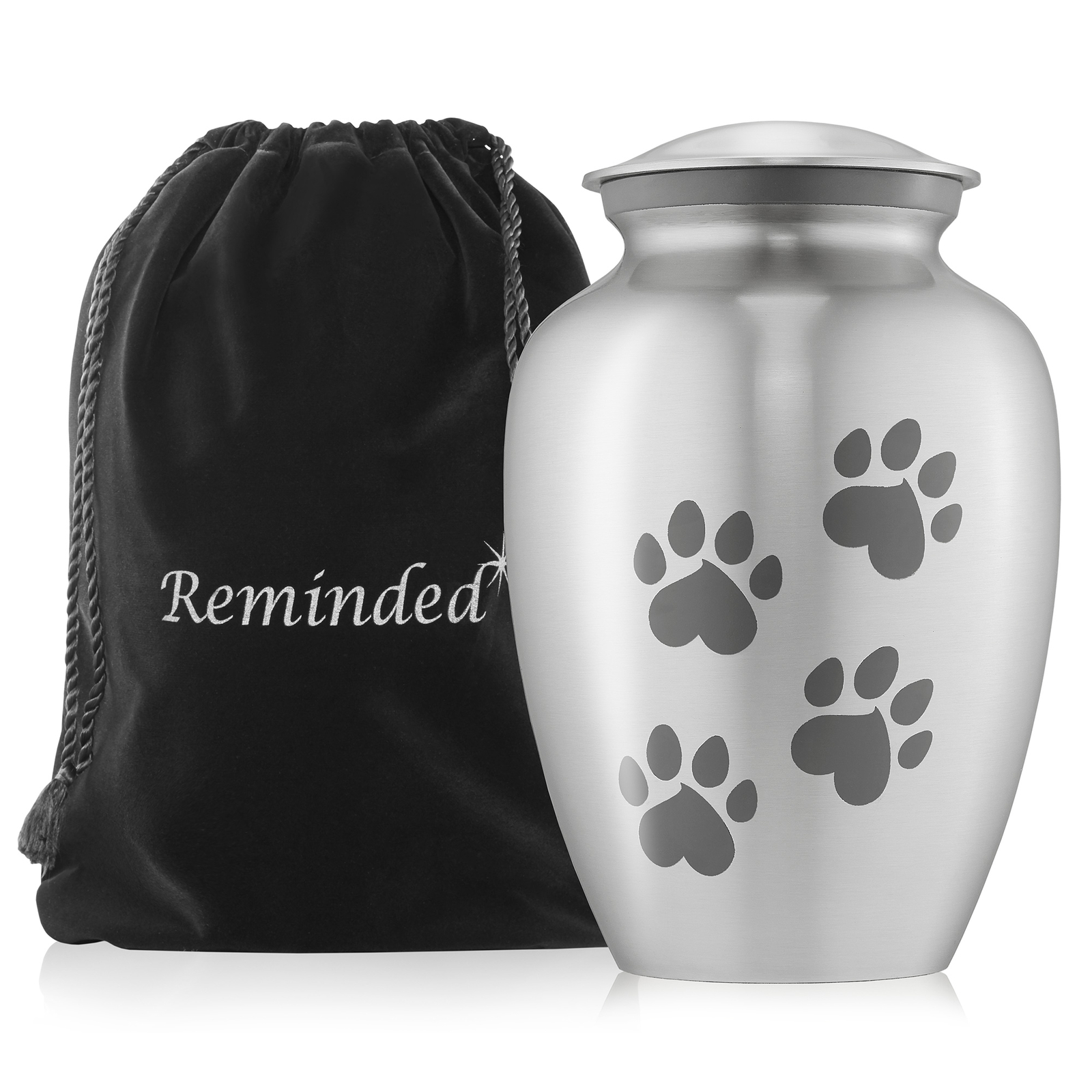 Pet Urn for Dog & Cat Ashes – Cremation Memorial Large Silver Urn to 110 lbs