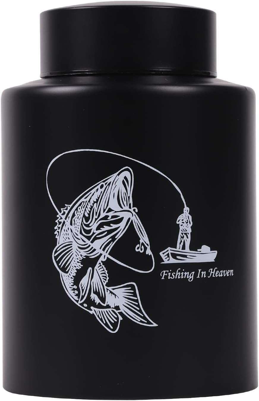 Medium Urns for Human Ashes up to 60 Cubic Inches, Stainless Steel, Black, Flora