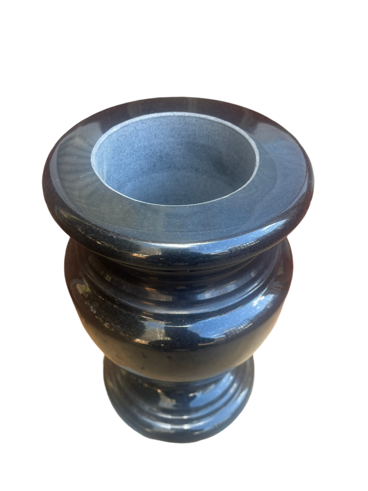 Turned Round Granite Memorial Vase Black 7.5″ x 12″ polished