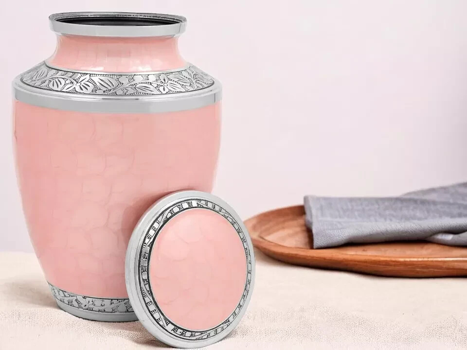 Urns for Ashes Adult Male, 6.5 x x 10 – Inches, Sea Pink Silver