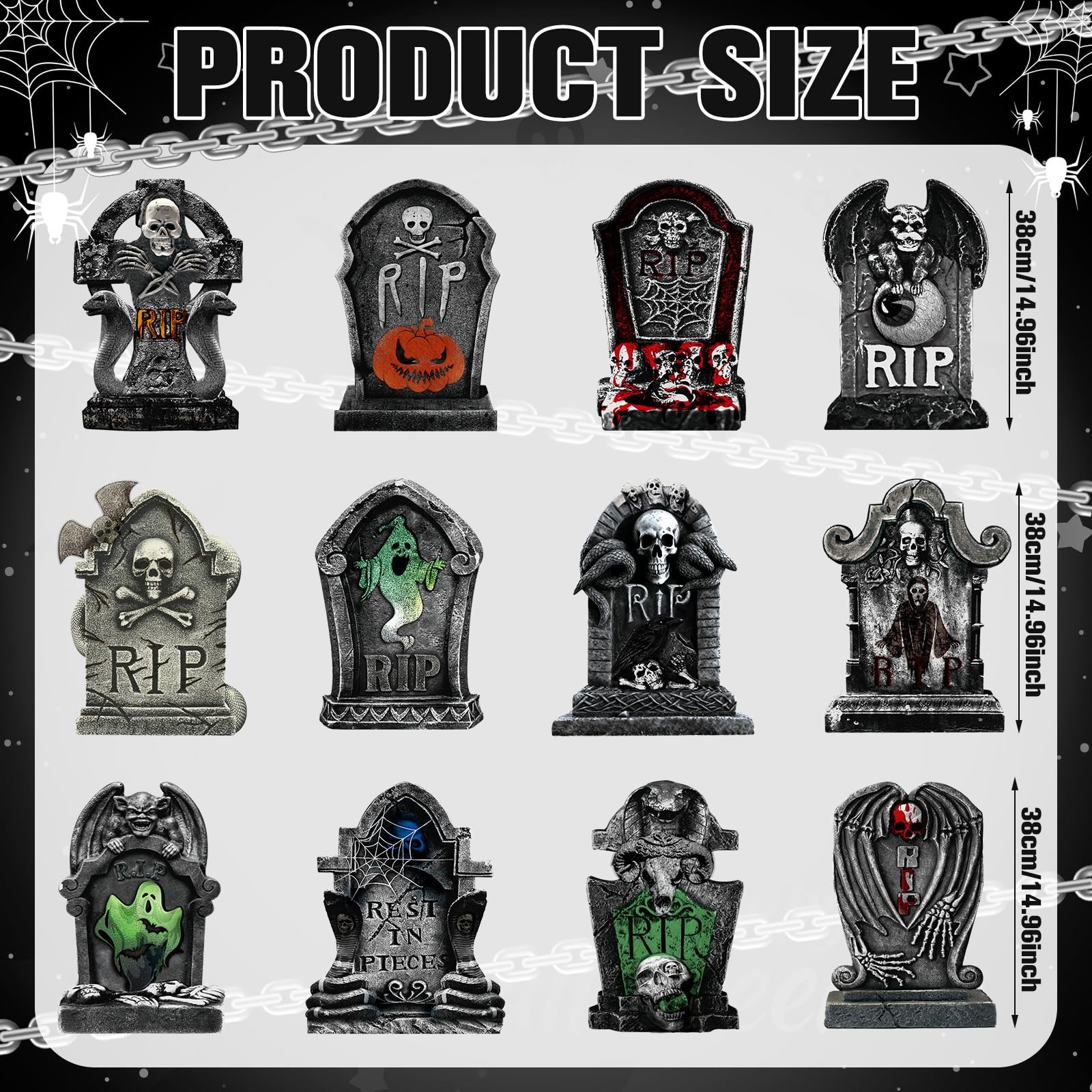 12 Pack 15″ Halloween Graveyard Tombstone Yard Sign Halloween Decorations Out…