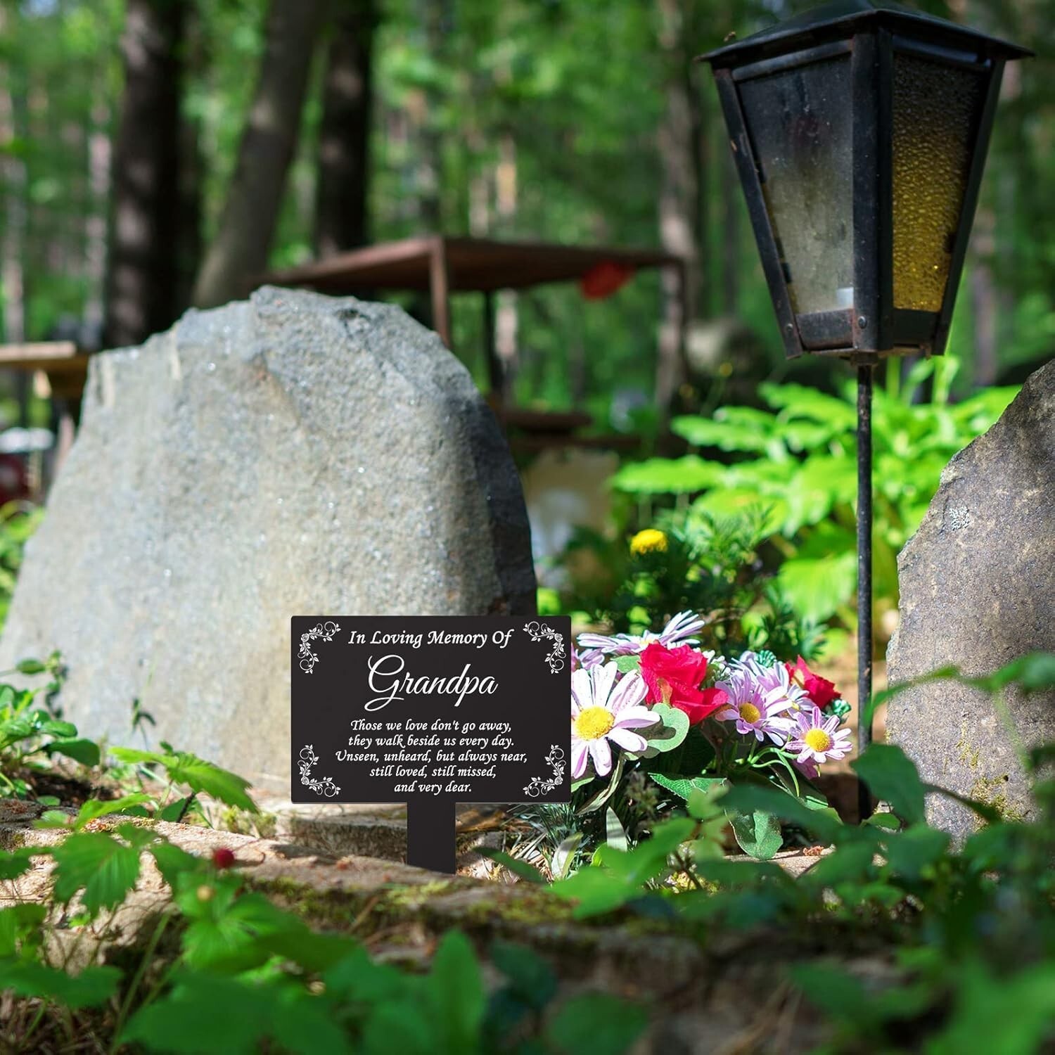 Grandpa Memorial Stakes Grave Cemetery Decorations Metal Grave Markers Plaque