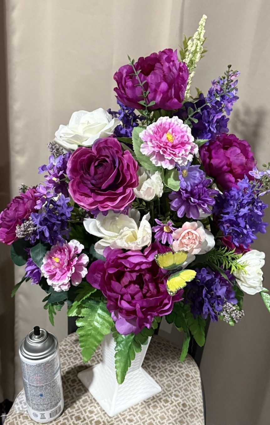 Cemetery Flowers Sympathy Artificial Arrangement 28” Tall Flowers For Grave