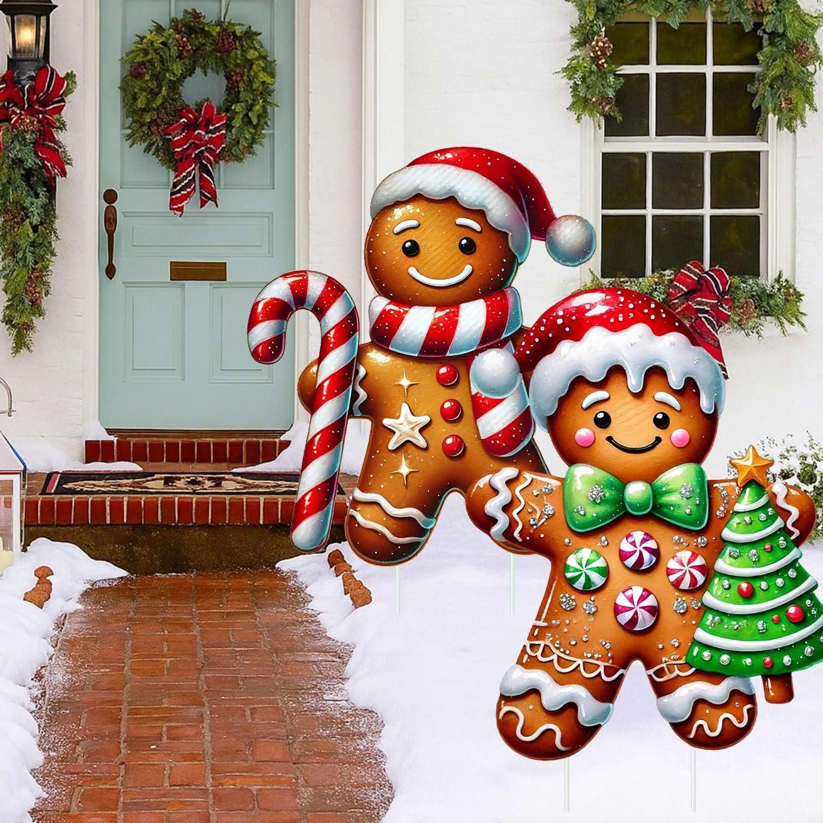 2 Pcs Large Size Christmas Gingerbread Man Yard Sign with Stakes Decorations …