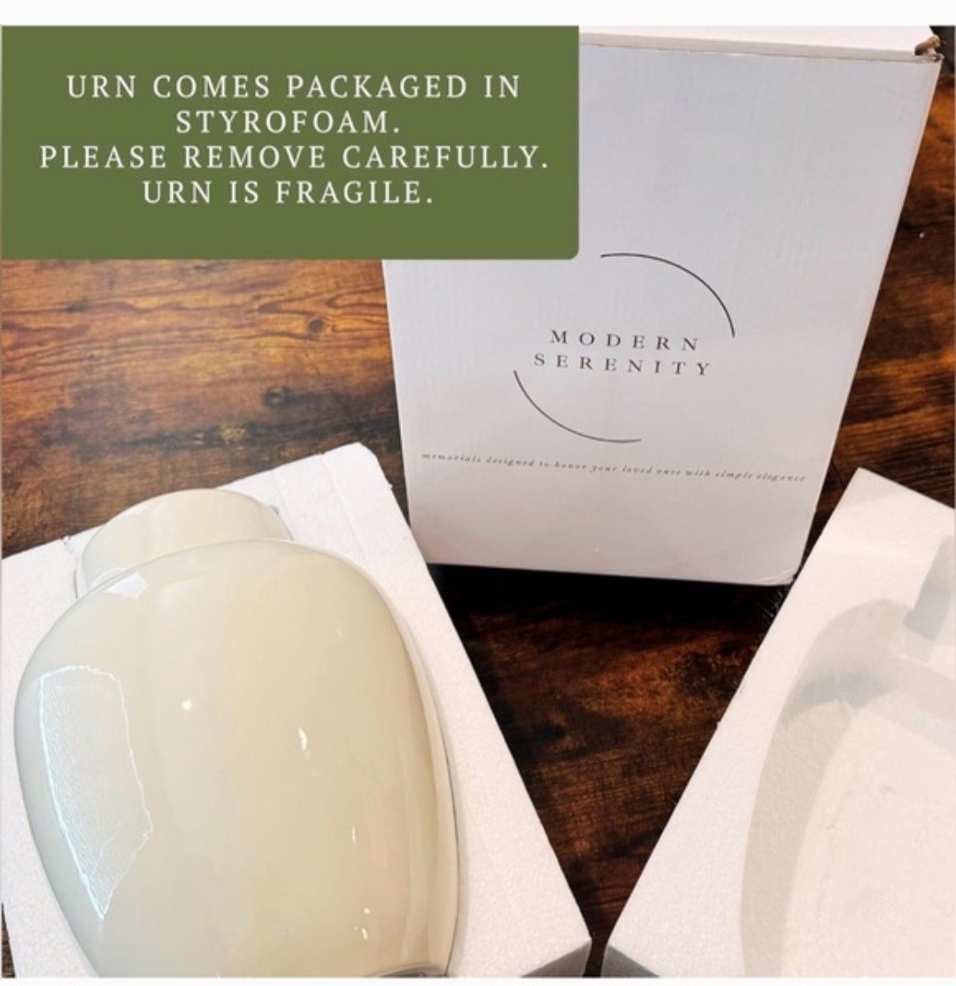 Modern Serenity White Ceramic Cremation Urn Adult Funeral Memorial 10″ NIB New