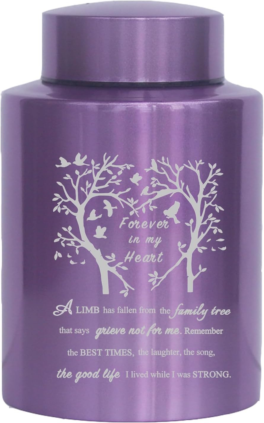 6 Inches Small Urn for Human Ashes Stainless Purple Mini Cremation Urn Small Kee
