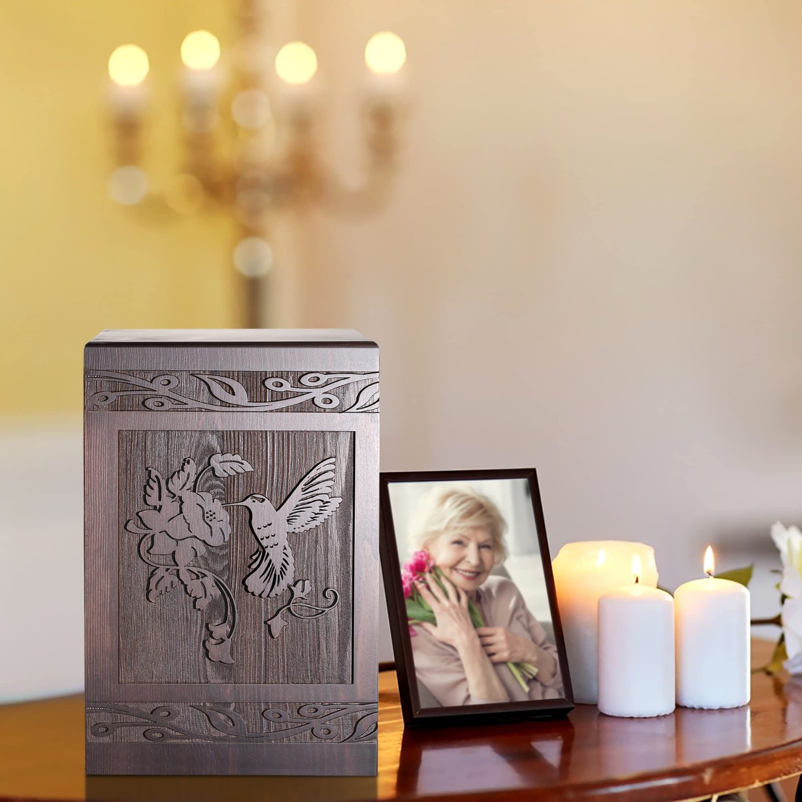 Wooden Carved Cremation Urns for Human Ashes – Adult & Pet Memorial Urn Box