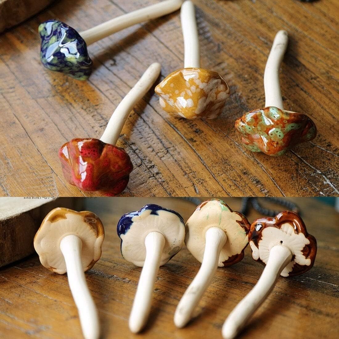 6 Piece Garden Mushrooms – Ceramic Mushroom for Yard, Fairy Garden Stakes Law…