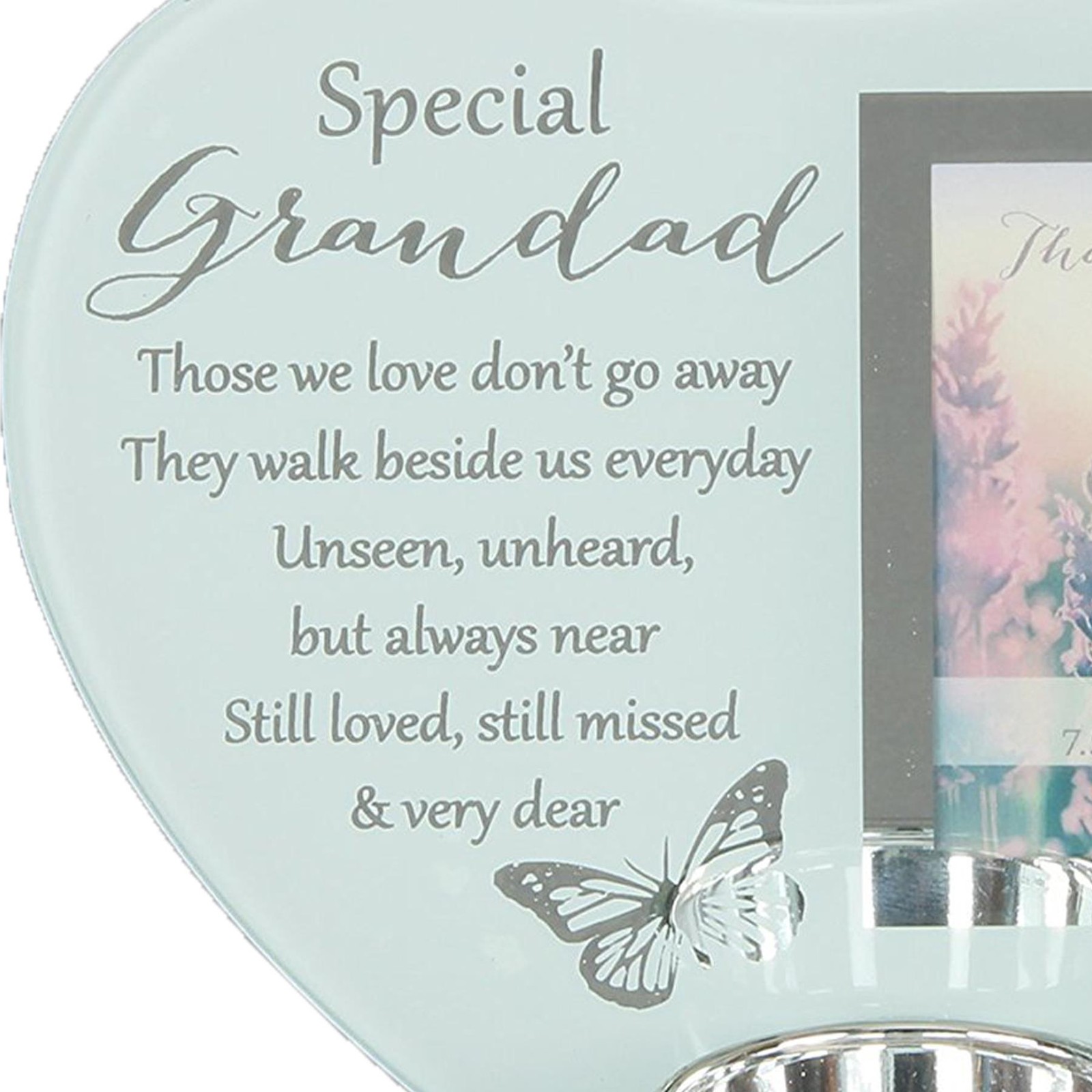 Glass Memorial Tea Light Candle Holder with Photo Frame – Grandad