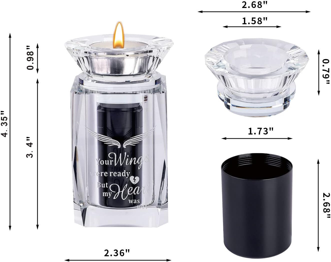 Small Urn Angel Wings Mini Crystal Urns Ashes Cremation Keepsake Holder for Ashe