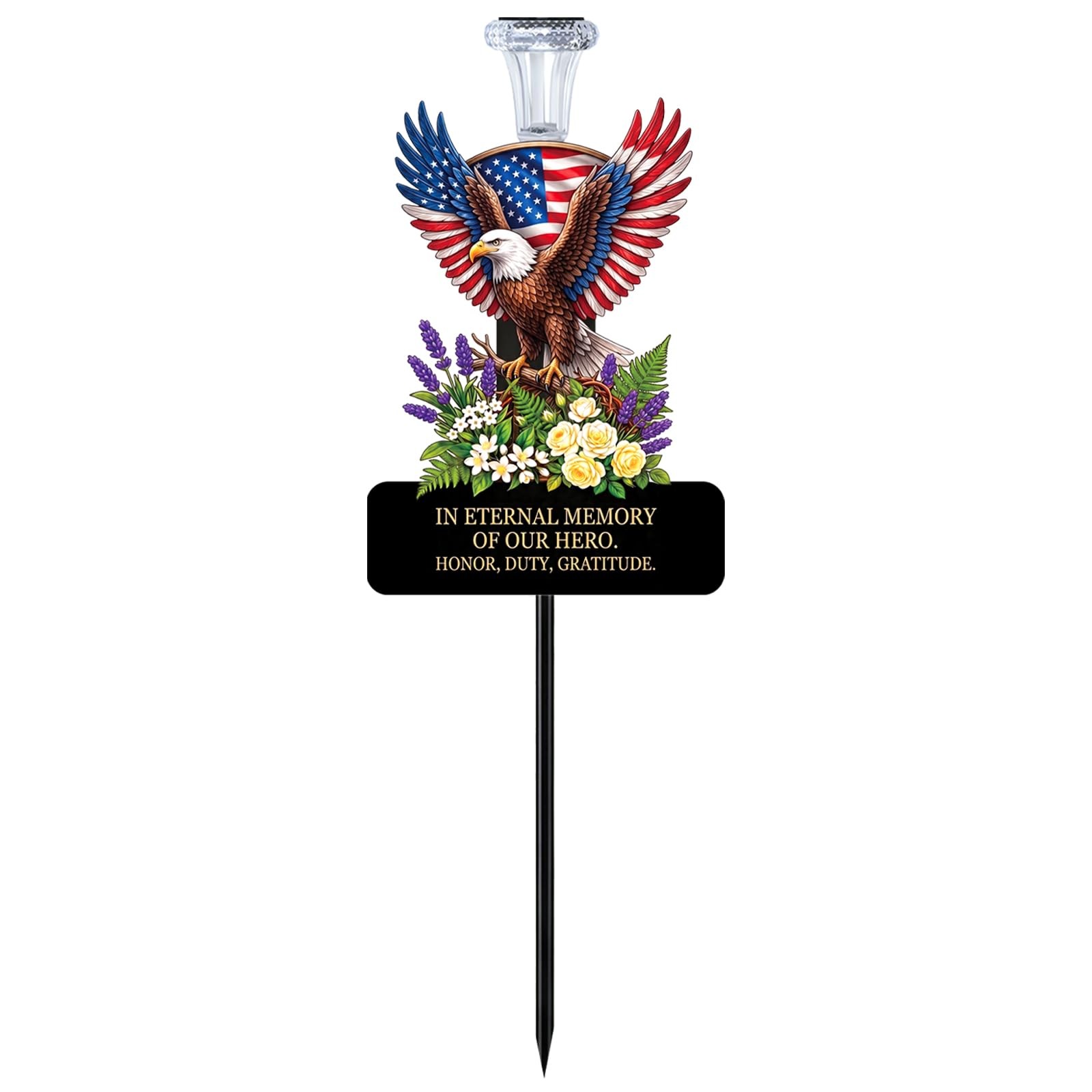 20″ Solar Eagle Memorial Garden Stake – Patriotic American Flag Remembrance L…
