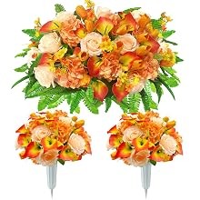 Artificial Cemetery Flowers – Outdoor Grave Saddle for Headstone Decorations
