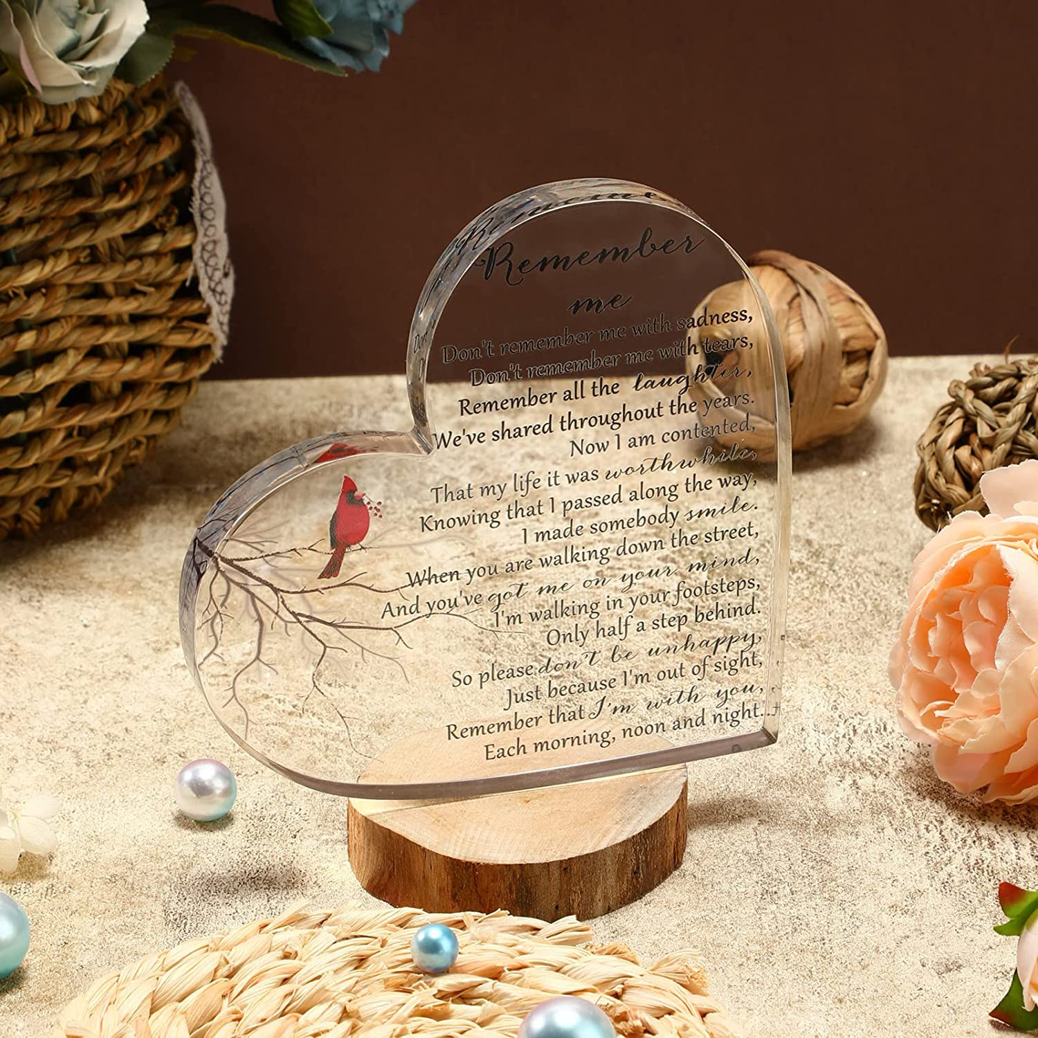 Sympathy Gifts Heart Shape Memorial Bereavement Gifts Crystal Acrylic Paperweigh