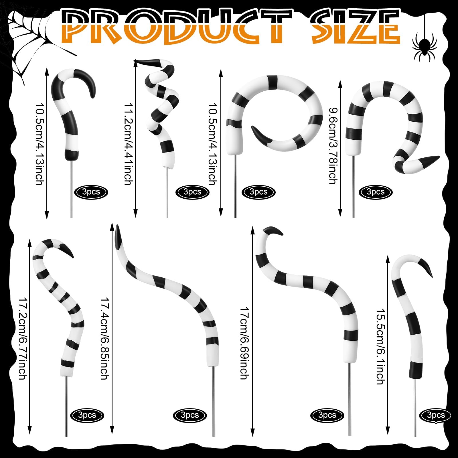 24 Pcs Halloween Plant Stakes Halloween Decoration Black and White Striped St…