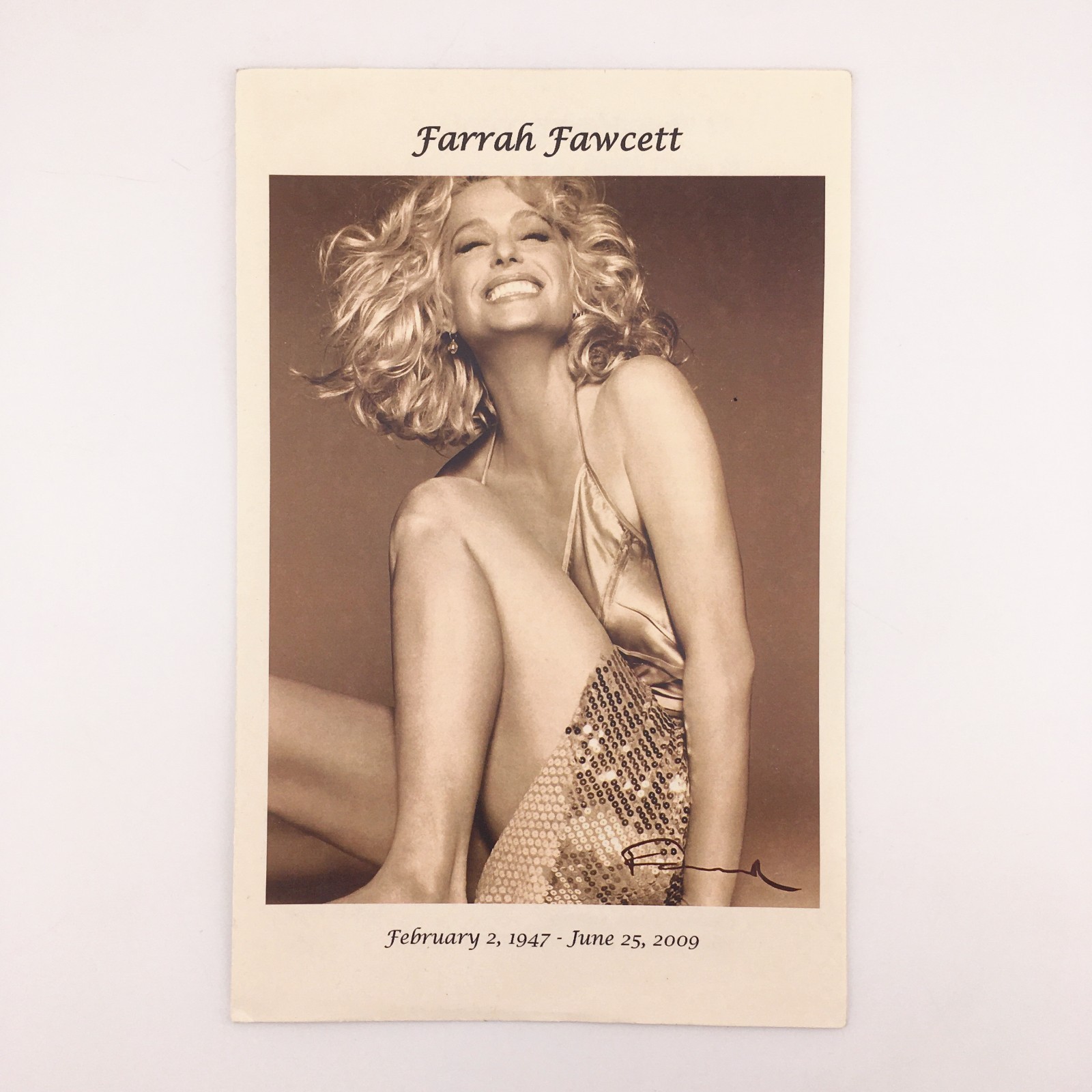 Original Farrah Fawcett Funeral Bulletin Memorial Program