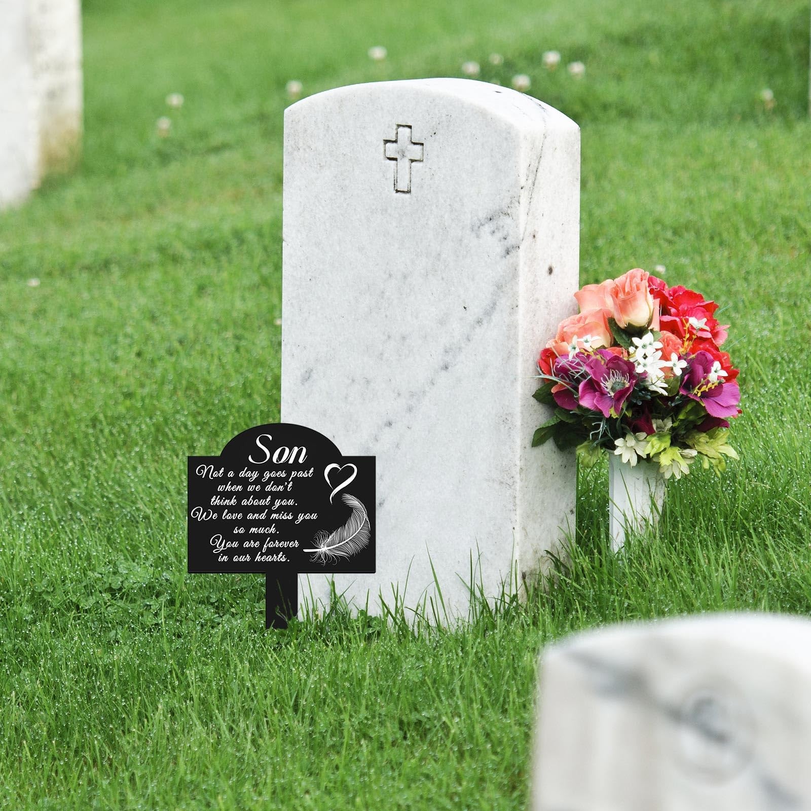 Grave Marker for Brother – Metal Cemetery Decoration, Weatherproof Tribute