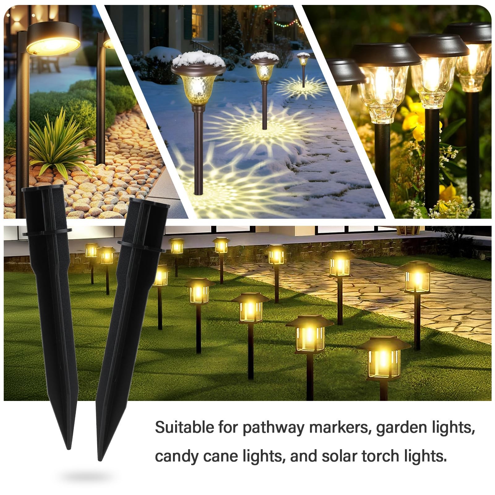 8 Pcs Solar Light Stakes Reinforced Replacement (Fit for Inner Diameter 0.83i…