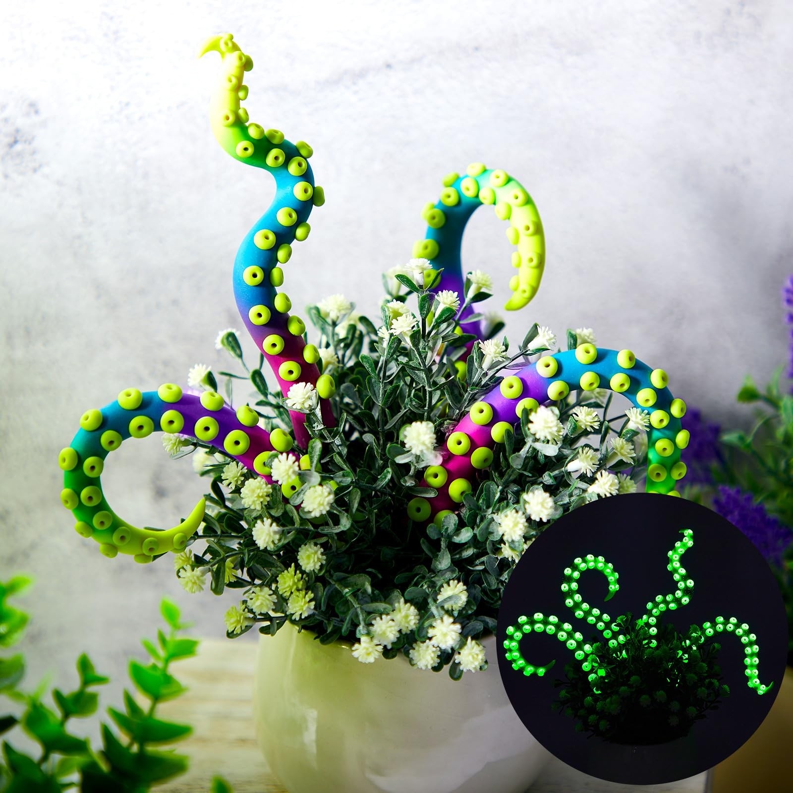 4 Pcs Octopus Tentacle Stakes, Glow in The Dark, Plant Decoration, Ornaments
