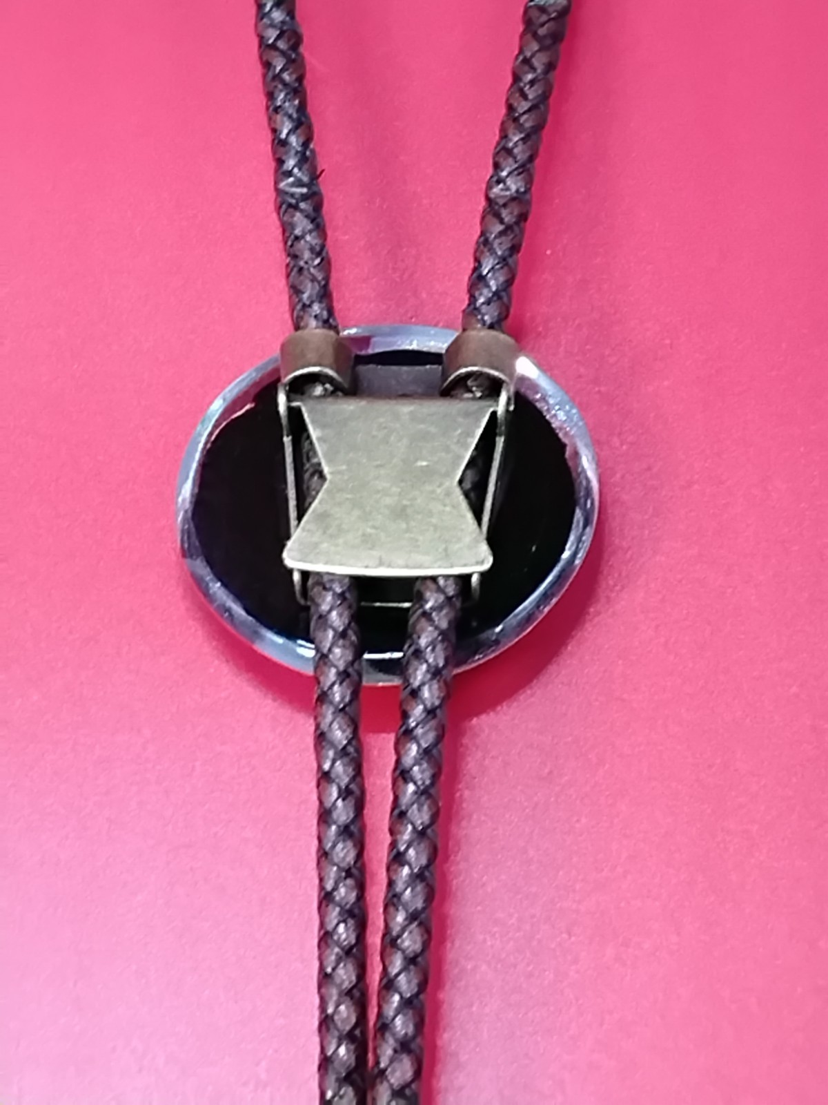 Dichroic Bolo for Cremation Urn | Remembrance Urn Bolo | Brown Genuine Leather